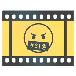 face with symbols on mouth and film frames