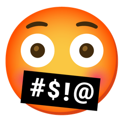 face with symbols on mouth and flushed face