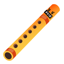 face with symbols on mouth and flute