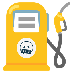 face with symbols on mouth and fuel pump