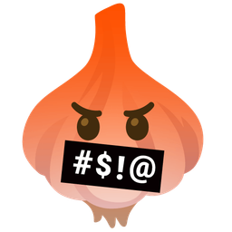 face with symbols on mouth and garlic