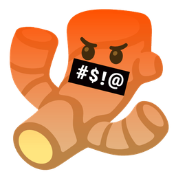 face with symbols on mouth and ginger root