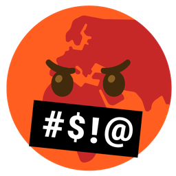 face with symbols on mouth and globe showing Europe-Africa