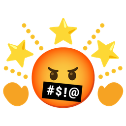 face with symbols on mouth and glowing star