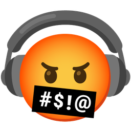 face with symbols on mouth and headphone