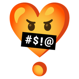 face with symbols on mouth and heart exclamation