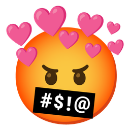 face with symbols on mouth and heart with arrow