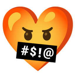 face with symbols on mouth and heart with ribbon