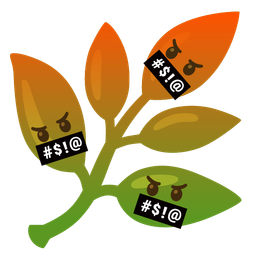 face with symbols on mouth and herb