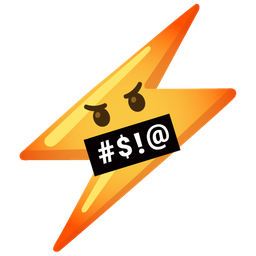 face with symbols on mouth and high voltage