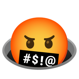 face with symbols on mouth and hole