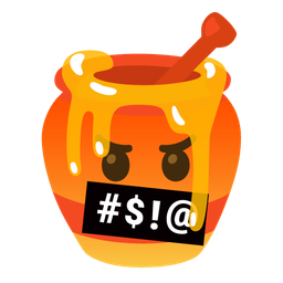 face with symbols on mouth and honey pot