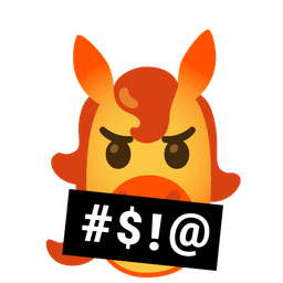 face with symbols on mouth and horse