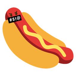 face with symbols on mouth and hot dog