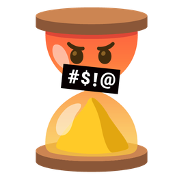 face with symbols on mouth and hourglass done