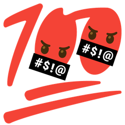 face with symbols on mouth and hundred points