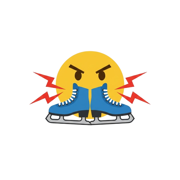 Face with symbols on mouth and Ice skate