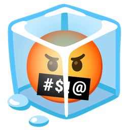 face with symbols on mouth and ice