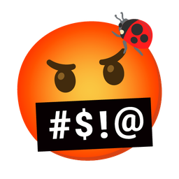 face with symbols on mouth and lady beetle