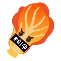 face with symbols on mouth and leafy green