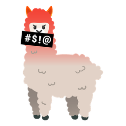 face with symbols on mouth and llama