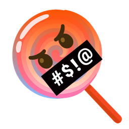 face with symbols on mouth and lollipop