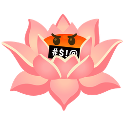 face with symbols on mouth and lotus