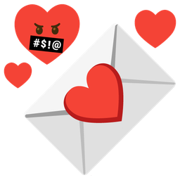 face with symbols on mouth and love letter