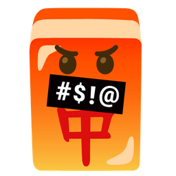 face with symbols on mouth and mahjong red dragon