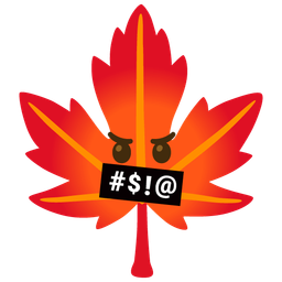 face with symbols on mouth and maple leaf