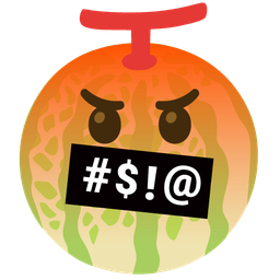 face with symbols on mouth and melon