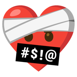 face with symbols on mouth and mending heart