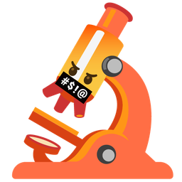 face with symbols on mouth and microscope