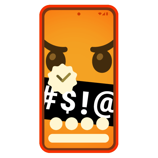 Face with symbols on mouth and Mobile phone