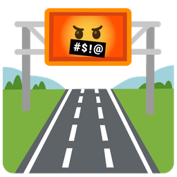 face with symbols on mouth and motorway