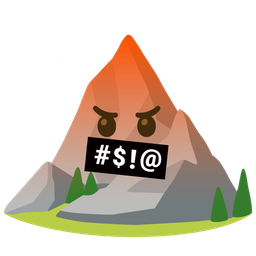 face with symbols on mouth and mountain