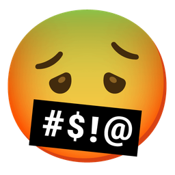 face with symbols on mouth and nauseated face