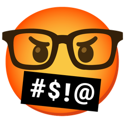 face with symbols on mouth and nerd face