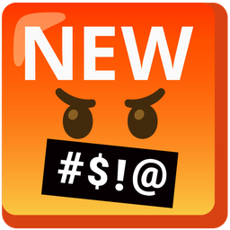 face with symbols on mouth and NEW button