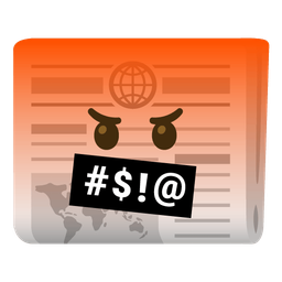 face with symbols on mouth and newspaper