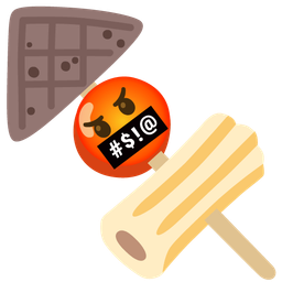 face with symbols on mouth and oden