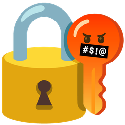 face with symbols on mouth and old key