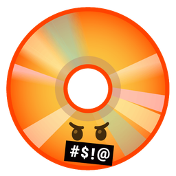 face with symbols on mouth and optical disk