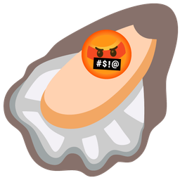 face with symbols on mouth and oyster