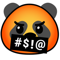 face with symbols on mouth and panda