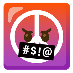 face with symbols on mouth and peace symbol