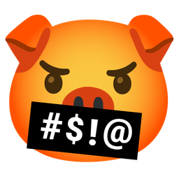 face with symbols on mouth and pig face