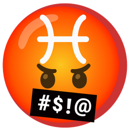 face with symbols on mouth and Pisces