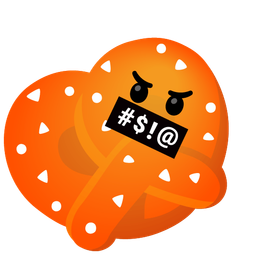 face with symbols on mouth and pretzel