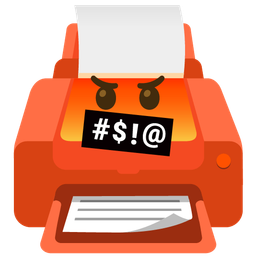 face with symbols on mouth and printer